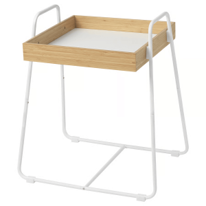 Bamboo Tray Side Table – White Frame