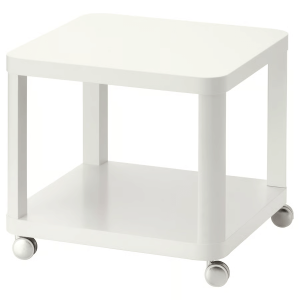 Mobile Side Table with Castors – White
